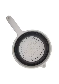 Handy Housewares 8" Round Space Saving Collapsible Silicone Kitchen Colander Food Strainer with Handle - White -Guzzin Shop Belk 1005
