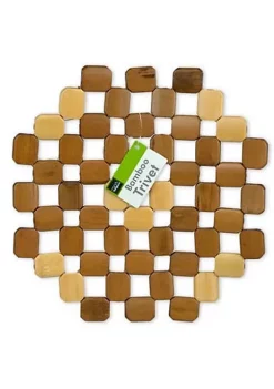 Handy Housewares 8" Natural Bamboo Wood Trivet Hot Pad Table Protector