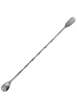 Handy Housewares 10" Twisted Stainless Steel Cocktail Drink Mixing Bar Spoon with Garnish Fork