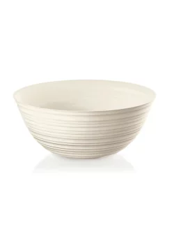 Guzzini Tierra collection bowl, made entirely by recycling 14 PET water bottles, milk white