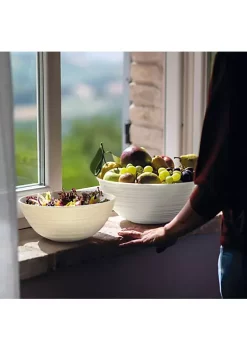 Guzzini Tierra collection bowl, made entirely by recycling 14 PET water bottles, milk white -Guzzin Shop Belk 265