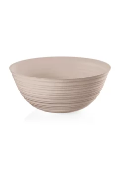 Guzzini Tierra collection bowl, made entirely by recycling 14 PET water bottles, taupe