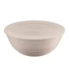 Guzzini extra large bowl 5000cc with lid, made by recycling fourteen 100% disposable water bottles, taupe