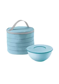 Guzzini On The Go waterproof thermal round bag with airtight container 19x15cm, matt blue