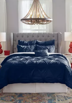 Pointehaven 6 Piece 200 Thread Count Knotted Pintuck Comforter Set