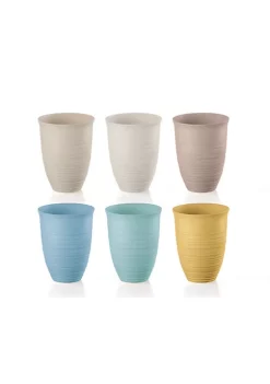 Guzzini Set of 6 , low tumblers 520cc assorted. Made by recycling sixteen 100% disposable water bottles.