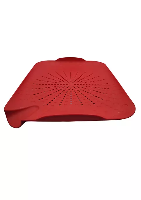 Handy Housewares 13" x 10" Flat Sink Colander Food Strainer - Peel Wash and Prepare With Ease - Red 4 Handy Housewares 13" x 10" Flat Sink Colander Food Strainer - Peel Wash and Prepare With Ease - Red - Image 2