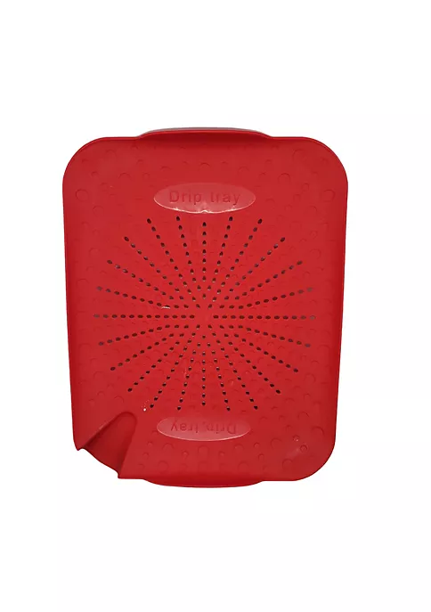 Handy Housewares 13" x 10" Flat Sink Colander Food Strainer - Peel Wash and Prepare With Ease - Red 7 Handy Housewares 13" x 10" Flat Sink Colander Food Strainer - Peel Wash and Prepare With Ease - Red - Image 5