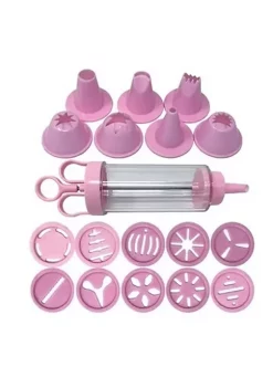 Handy Housewares 19pc Cookie & Cake Decorating Set - Includes Frosting Syringe, Cookie Stencil Caps and Decorating Tips - Random Color -Guzzin Shop Belk 988