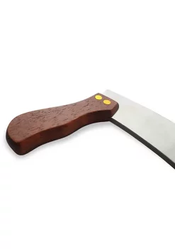 Handy Housewares 10-inch Curved Stainless Steel Blade Chopping Knife with Double Wooden Handles -Guzzin Shop Belk 995